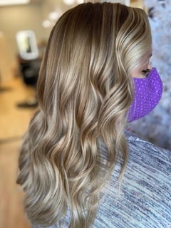 View Women's Hair, Balayage, Hair Color, Blonde, Brunette, Foilayage, Highlights, Hair Length, Shoulder Length, Medium Length, Curly, Haircuts, Layered, Curly, Hairstyles, Straight - Rachael Catherine, Richmond, VA