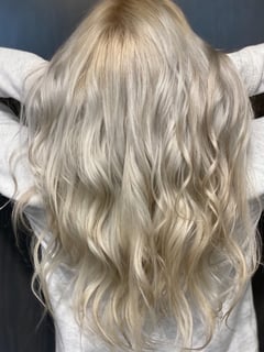View Blonde, Hairstyle, Beachy Waves, Hair Length, Long Hair (Mid Back Length), Hair Color, Women's Hair - Rush Montagne, Raleigh, NC