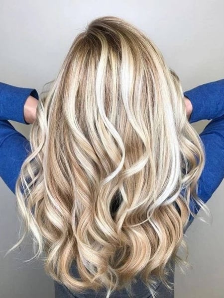 Image of  Blowout, Women's Hair, Beachy Waves, Hairstyles, Highlights, Hair Color, Foilayage, Blonde, Hair Length
