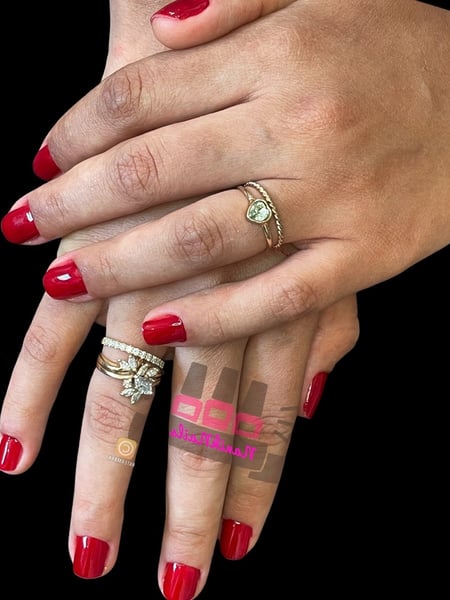 Image of  Nails, Manicure, Gel, Nail Finish, Short, Nail Length, Red, Nail Color, Squoval, Nail Shape