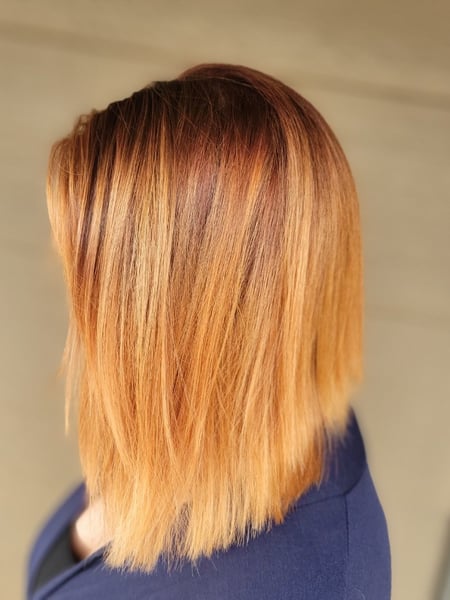 Image of  Women's Hair, Hair Color, Balayage, Red, Hair Length, Shoulder Length, Haircuts, Layered, Bob, Hairstyles, Straight