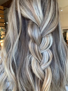 View Beachy Waves, Foilayage, Blonde, Hair Color, Highlights, Women's Hair, Hairstyles - Makenzie Osterhout, Meridian, ID