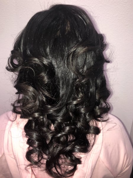 Image of  Women's Hair, Blowout, Medium Length, Hair Length, Curly, Hairstyles