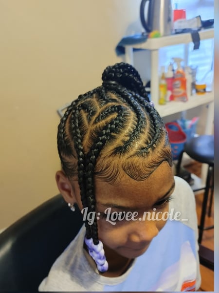 Image of  Kid's Hair, Girls, Haircut, French Braid, Hairstyle, Braiding (African American), Protective Styles
