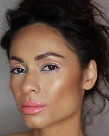 Image of  Makeup, Colors, Brown, Pink, Purple, Blue, Glam, Look, Evening, Light Brown, Skin Tone