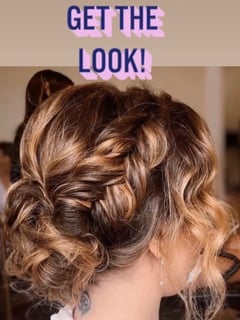 View Updo, Women's Hair, Bridal, Hairstyles, Boho Chic Braid, Medium Length, Hair Length, Ombré, Highlights, Hair Color, Brunette, Blowout - Befitting Bybrielle , Gambrills, MD