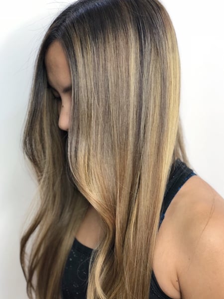 Image of  Women's Hair, Hair Color, Color Correction, Foilayage, Balayage, Blonde, Beachy Waves, Hairstyles, Straight