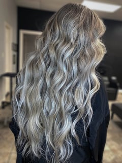 View Women's Hair, Balayage, Silver, Blonde, Foilayage, Color Correction, Highlights, Hair Color - Brittany Shadle, New Caney, TX