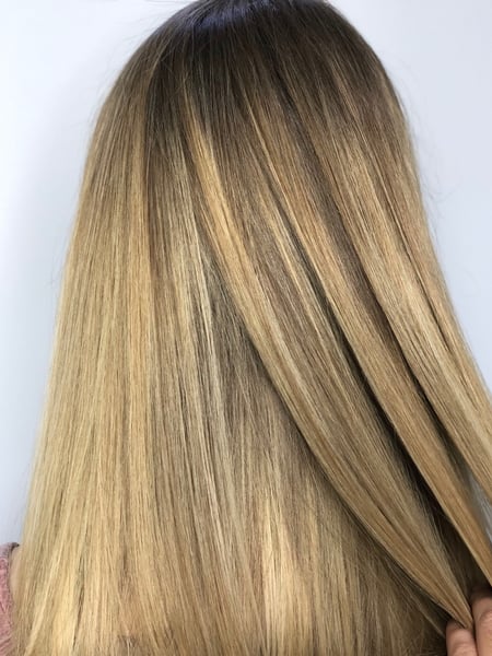 Image of  Women's Hair, Hair Color, Balayage, Blonde, Shoulder Length, Hair Length, Straight, Hairstyles