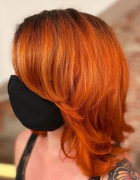 Image of  Women's Hair, Red, Hair Color, Full Color, Shoulder Length, Hair Length, Bob, Haircuts