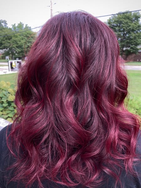 Image of  Women's Hair, Fashion Color, Hair Color, Full Color, Red, Beachy Waves, Hairstyles