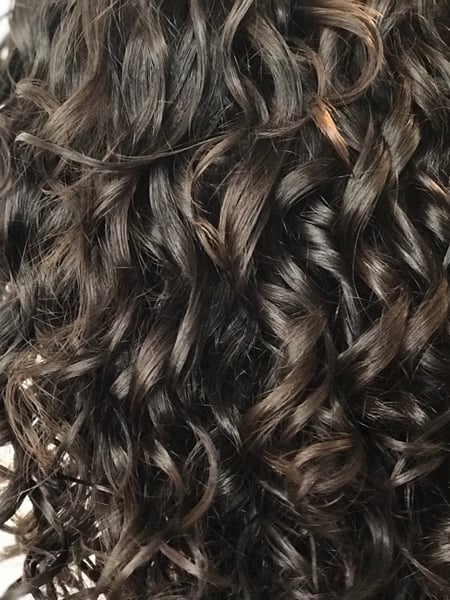 Image of  Women's Hair, Brunette, Hair Color, Shoulder Length, Hair Length, Curly, Haircuts, Perm