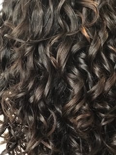 View Brunette Hair, Perm, Haircut, Curly, Hair Length, Shoulder Length Hair, Hair Color, Women's Hair - CocoAlexander - Johnny Bueno, Los Angeles, CA