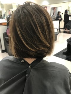 View Hair Length, Layered, Bob, Haircuts, Blunt, Short Chin Length, Women's Hair, Shoulder Length - Natily Mayberry, College Station, TX