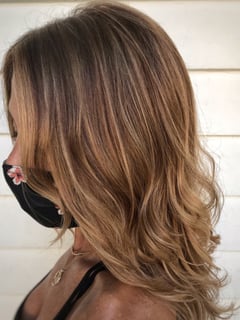 View Women's Hair, Balayage, Hair Color, Brunette, Foilayage, Full Color, Highlights, Red - April Blackmer, Key West, FL