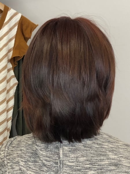 Image of  Layered, Haircuts, Women's Hair, Full Color, Hair Color, Red, Hair Length, Shoulder Length