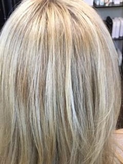View Women's Hair, Blonde, Hair Color, Highlights, Medium Length, Hair Length, Straight, Hairstyles - Sarah , Nashville, TN