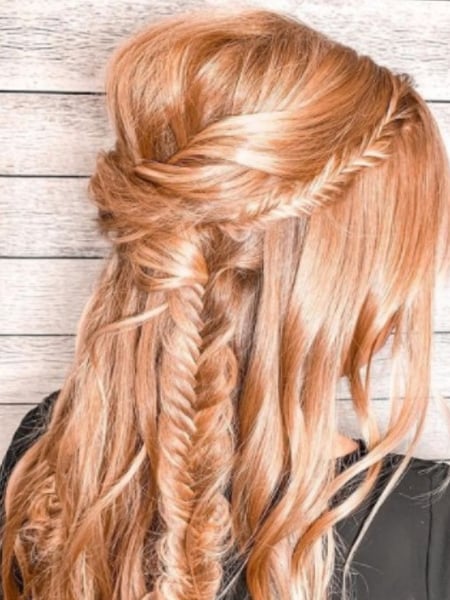 Image of  Women's Hair, Red, Hair Color, Long, Hair Length, Boho Chic Braid, Hairstyles, Bridal
