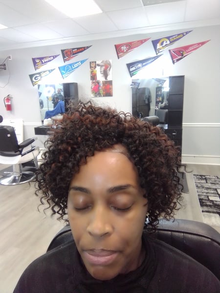 Image of  Short Ear Length, Hair Length, Women's Hair, Pixie, Short Chin Length, Shoulder Length, Shaved, Haircuts, Bangs, Bob, Blunt, Blowout, Hairstyles, Braids (African American), Natural, Hair Extensions, Boho Chic Braid, Weave, Locs, Protective, Wigs, Silk Press, Permanent Hair Straightening, Hair Restoration, Perm Relaxer, Perm