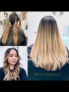 View Long, Hair Length, Women's Hair, Layered, Haircuts, Foilayage, Hair Color, Highlights, Blonde, Balayage, Brunette, Straight, Hairstyles, Beachy Waves, Curly - Nickolas Teague, Burbank, CA