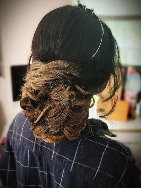 Image of  Women's Hair, Boho Chic Braid, Hairstyles, Bridal, Curly, Natural, Updo