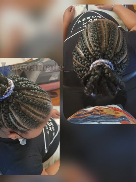 Image of  Girls, Haircut, Kid's Hair, French Braid, Hairstyle, Braiding (African American), Protective Styles, Updo