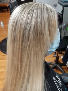 View Women's Hair, Hair Color, Blonde, Highlights, Long, Hair Length, Straight, Hairstyles - Becki Kennedy, Saint Charles, IL