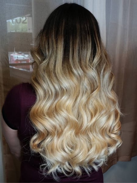 Image of  Curly, Hairstyles, Women's Hair, Ombré, Hair Color, Blonde, Long, Hair Length, Hair Restoration