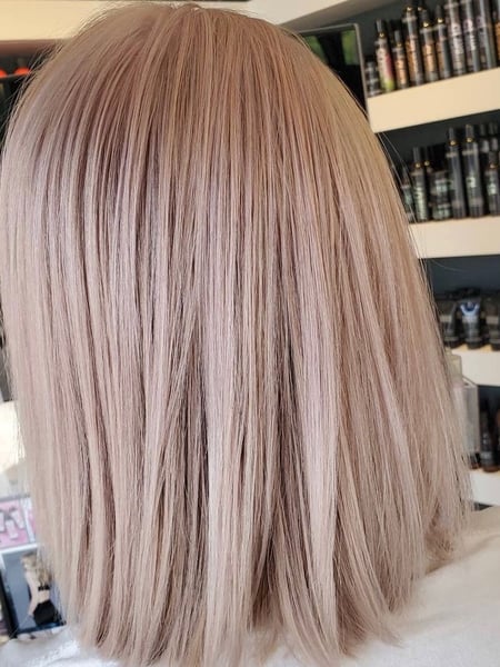 Image of  Women's Hair, Fashion Color, Hair Color, Shoulder Length, Hair Length, Blunt, Haircuts, Straight, Hairstyles