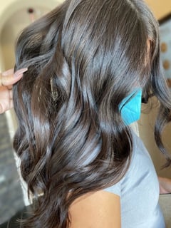 View Hair Color, Hairstyle, Beachy Waves, Haircut, Layers, Long Hair (Mid Back Length), Hair Length, Women's Hair, Brunette Hair - Arielle Fernandez, Oceanside, CA