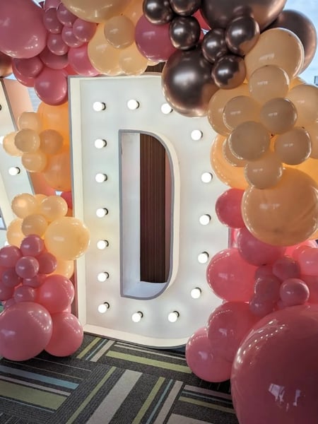 Image of  Balloon Decor, Arrangement Type, Balloon Wall, Balloon Composition, Balloon Garland, Balloon Arch, Event Type, Birthday, Baby Shower, Wedding, Graduation, Holiday, Valentine's Day, Corporate Event, Accents, Flowers, Characters, Lighted Signs, Balloon Column, School Pride, Number Signs