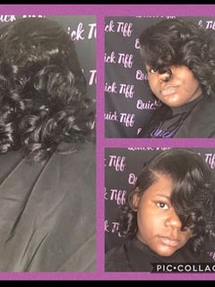 View Short Hair (Chin Length), Smoothing , Silk Press, Hair Texture, 4C, Natural Hair, Hairstyle, Curls, Layers, Haircut, Bangs, Hair Length, Women's Hair - Tiffany Dingleel, Baltimore, MD