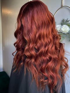 View Curls, Hairstyle, Long Hair (Upper Back Length), Hair Length, Women's Hair, Color Correction, Hair Color - Kristina Bates, Yukon, OK