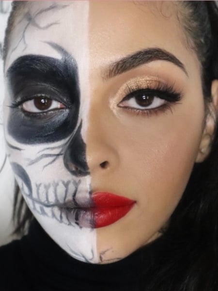 Image of  Makeup, Halloween, Look, Black, Colors, Gold, Red, White