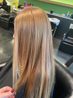 View Women's Hair, Blowout, Hair Color, Long, Hair Length - Heather Brown, Greenville, SC