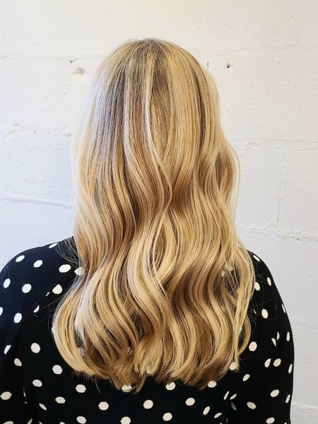 Image of  Women's Hair, Balayage, Hair Color, Blonde, Foilayage, Highlights, Layered, Haircuts, Beachy Waves, Hairstyles