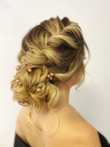 Image of  Updo, Hairstyles, Women's Hair, Weave, Protective, Bridal, Boho Chic Braid