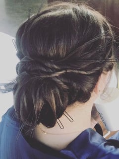 View Medium Length, Updo, Curly, Bridal, Hairstyles, Hair Length, Women's Hair - Befitting Bybrielle , Gambrills, MD