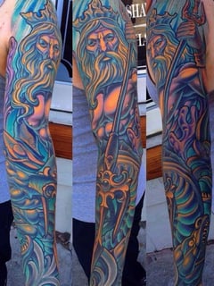 View Tattoo Colors, Tattoo Bodypart, Tattoo Style, Blue, Forearm , Tattoos, Arm , Shoulder, Japanese - Terry Ribera, San Diego, CA