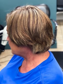 View Women's Hair, Hair Color, Blonde, Brunette, Color Correction, Full Color, Highlights, Hair Length, Short Ear Length, Short Chin Length, Haircuts, Bob, Layered, Straight, Hairstyles - Cherie Rufiange, Altamonte Springs, FL