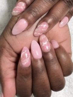 View Pink, Mix-and-Match, Hand Painted, Nail Style, Accent Nail, Nail Length, Medium, Nail Finish, Dip Powder, White, Nail Color, Nails - Emma , New Orleans, LA