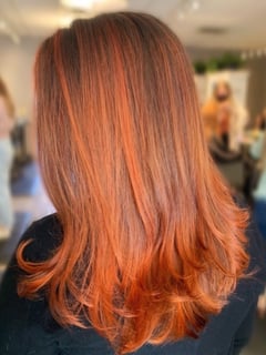 View Women's Hair, Hairstyle, Straight, Haircut, Layers, Hair Length, Long Hair (Upper Back Length), Red, Hair Color, Fashion Hair Color - Amy Gulinello, Londonderry, NH