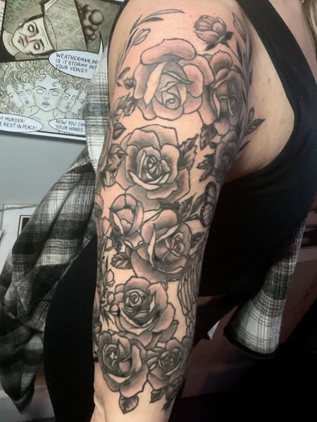 Image of  Tattoos, Tattoo Style, Black & Grey, Blackwork, Traditional