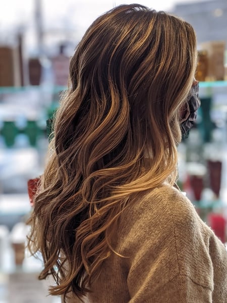 Image of  Women's Hair, Hair Color, Balayage, Blonde, Brunette, Foilayage, Highlights, Hair Length, Medium Length, Long, Haircuts, Layered, Hairstyles, Beachy Waves