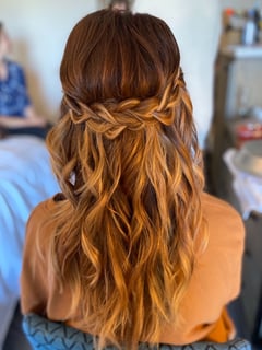 View Hairstyle, Updo, Curls, Bridal Hair, Braid (Boho Chic), Beachy Waves, Women's Hair - Joanne Fortune, San Diego, CA