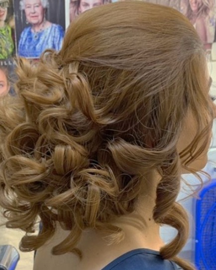 Image of  Women's Hair, Long Hair (Upper Back Length), Hair Length, Curly, Haircut, Bridal Hair, Hairstyle