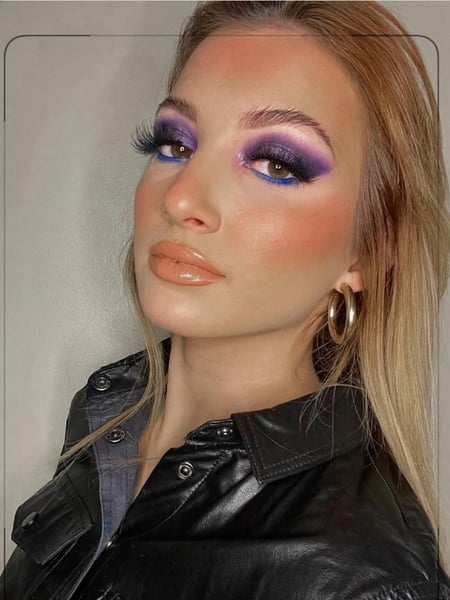 Image of  Fair, Skin Tone, Makeup, Airbrush, Technique, Halloween, Look, Evening, Special FX/Effects, Glam Makeup, Bridal, Purple, Colors, Blue, Pink, Glitter