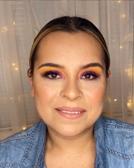 Image of  Makeup, Colors, Glam Makeup, Look, Fair, Skin Tone, Airbrush, Technique, Purple, Orange, Pink