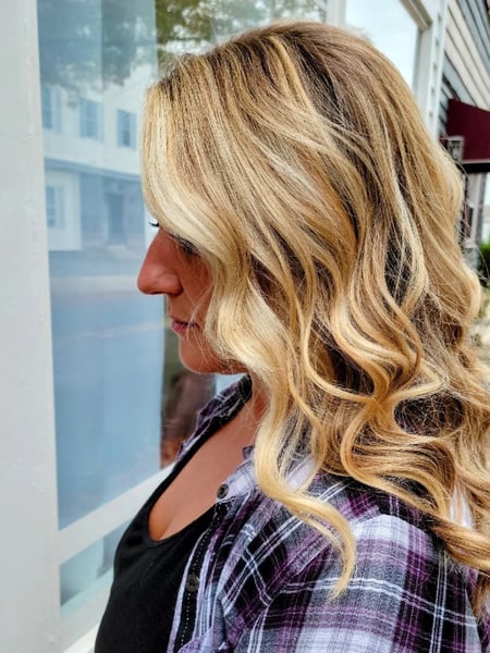 Image of  Blowout, Women's Hair, Beachy Waves, Hairstyles, Highlights, Hair Color, Blonde, Balayage, Foilayage