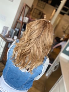View Blonde, Smoothing , Hairstyle, Beachy Waves, Hair Length, Long Hair (Upper Back Length), Highlights, Full Color, Hair Color, Women's Hair - Kameron Utterback, High Point, NC